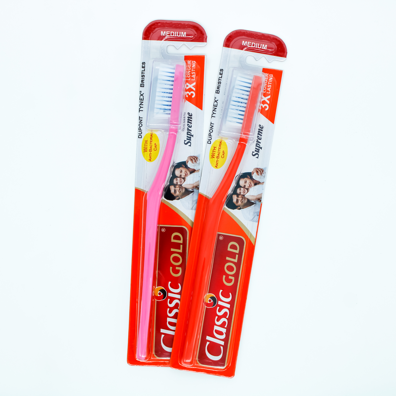 ClassicGold toothbrush Pack of toothbrushes showcasing multiple brushes in a single package.