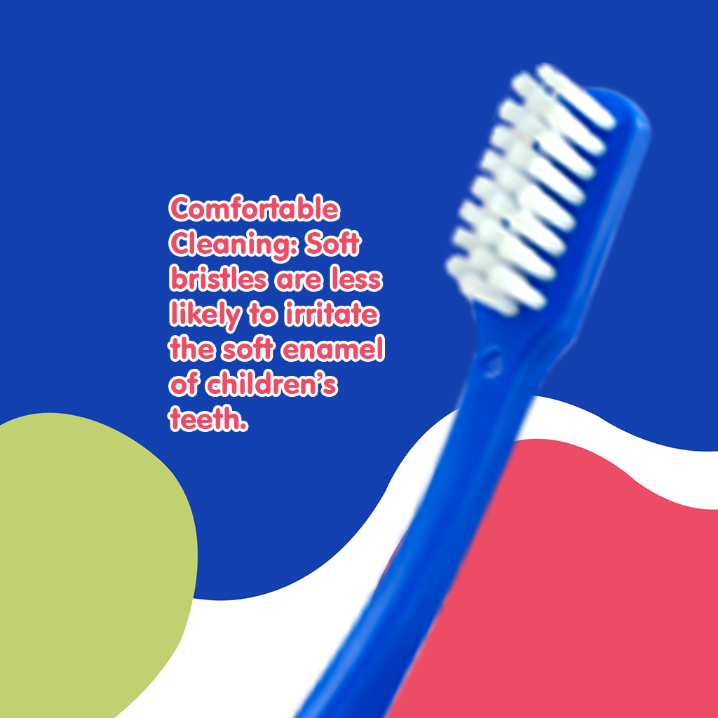 Junior Soft Manual Toothbrush For Little Champ With Double Action Premium Medium Sized Rectangular Head Bristles