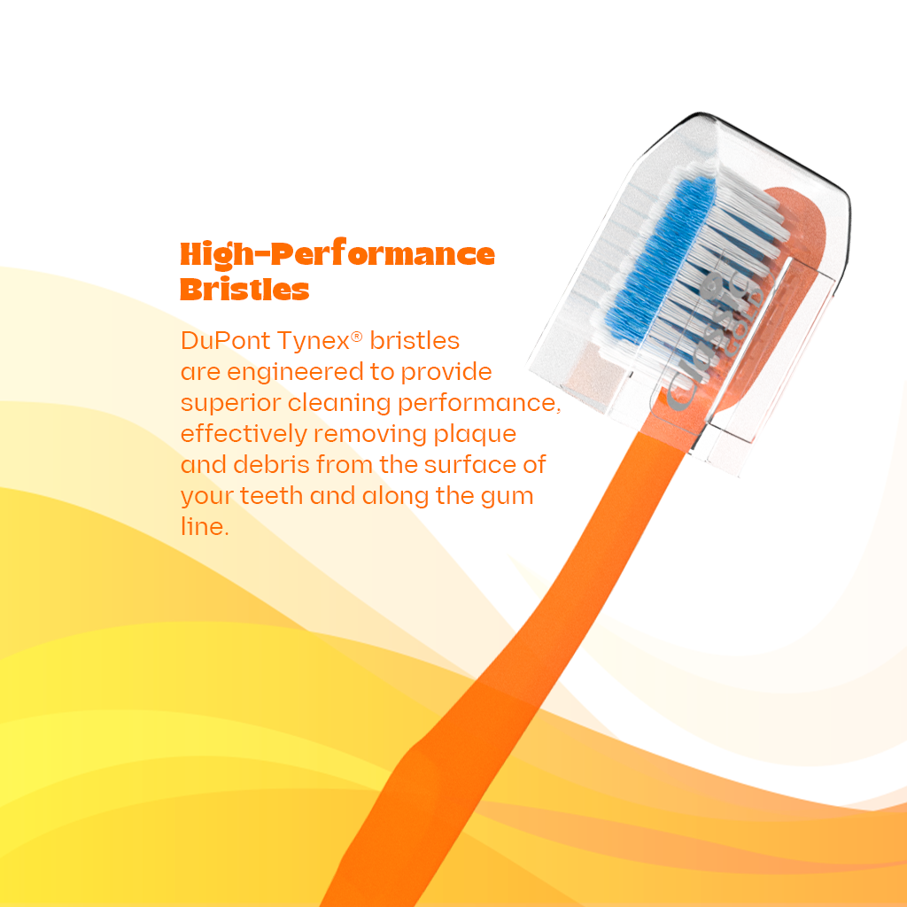 Sumo Medium Manual Toothbrush For Adults With Dupont Tynex Bristles And Anti Bacterial Crystal Clear Cap