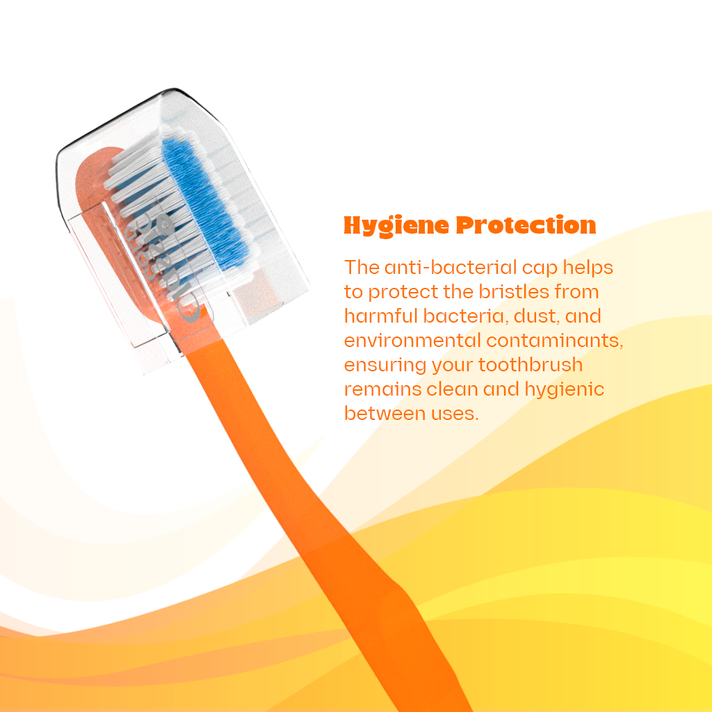 Sumo Medium Manual Toothbrush For Adults With Dupont Tynex Bristles And Anti Bacterial Crystal Clear Cap