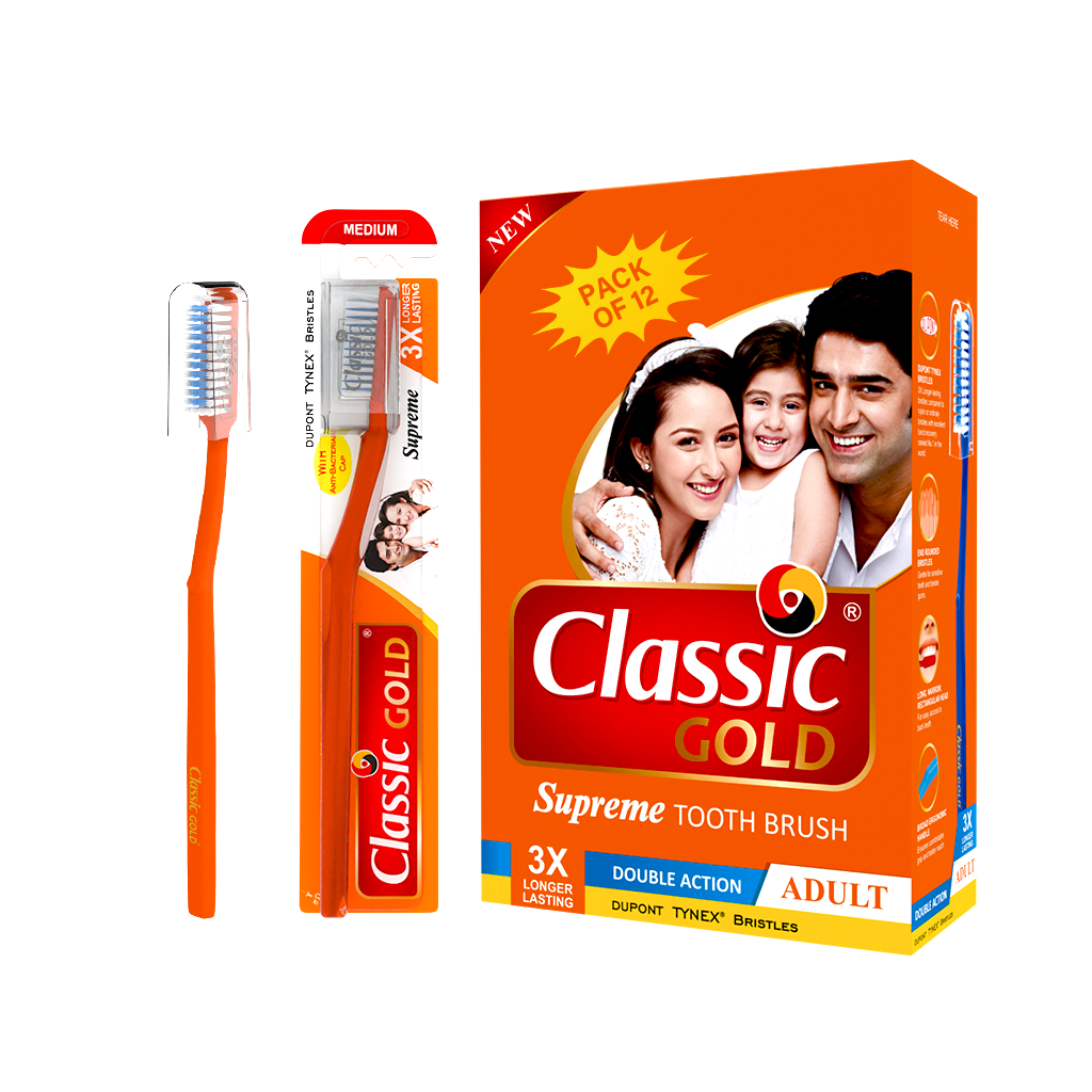 Supreme Hard manual Toothbrush For Adults With Anti Bacterial Crystal Clear Cap