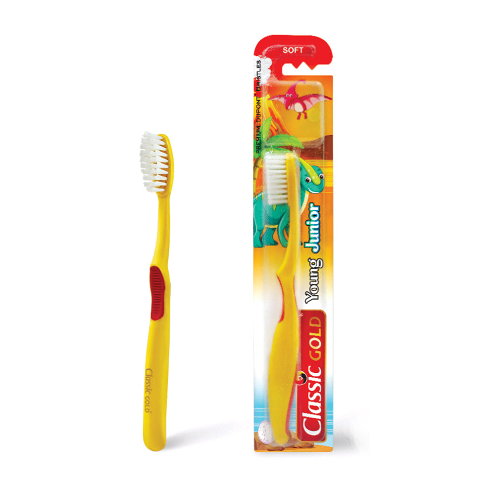 Classic GOLD Super Soft Young Junior Toothbrushes With Premium Dupont Bristles Specially For Kids Pack Of 24